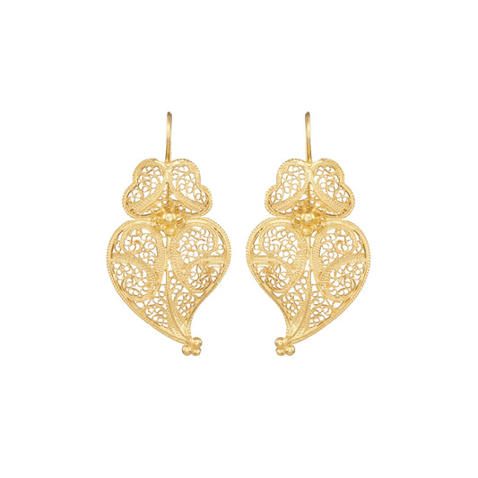 Earrings Heart of Viana 4,0cm in Gold Plated Silver