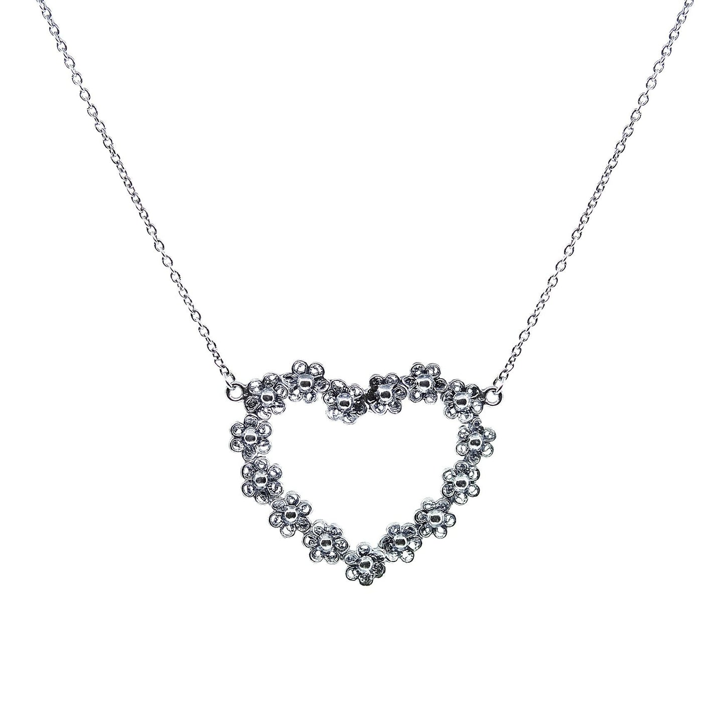 Necklace Heart of Flowers in Silver