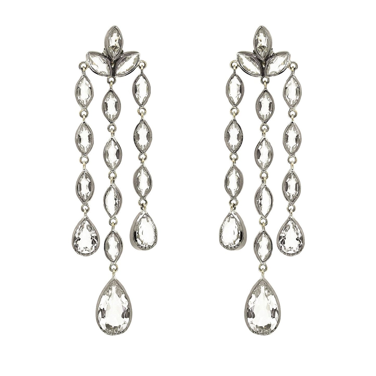 Earrings Teardrops Rock Crystal in Silver and Gold