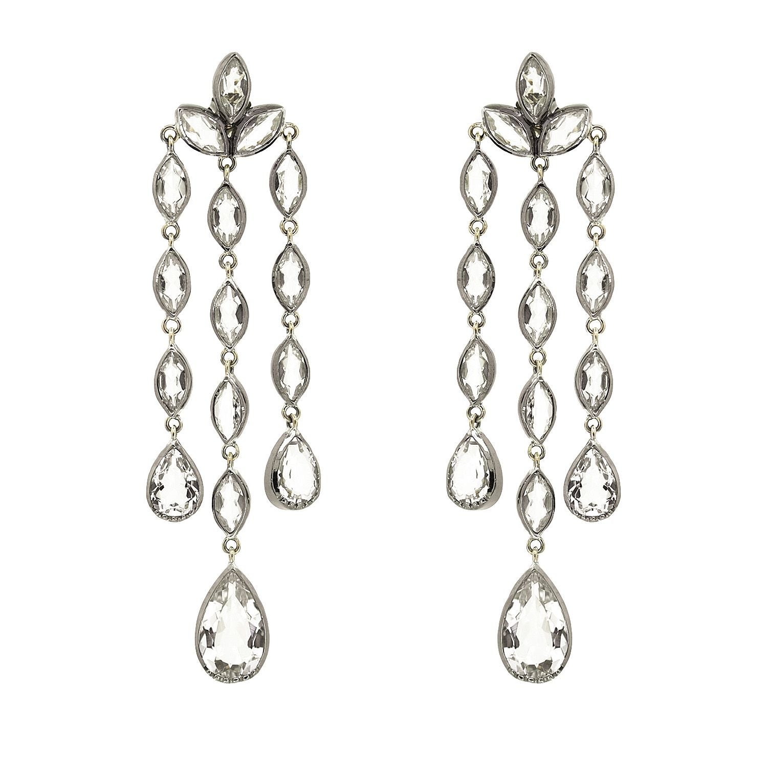 Earrings Teardrops Rock Crystal in Silver and Gold