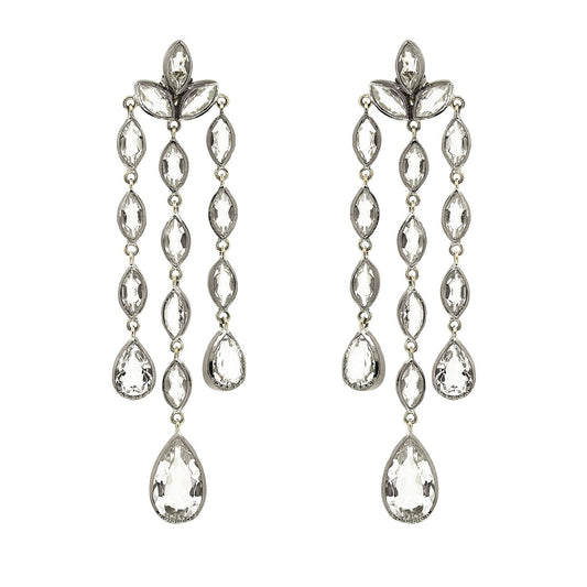 Earrings Teardrops Rock Crystal in Silver and Gold