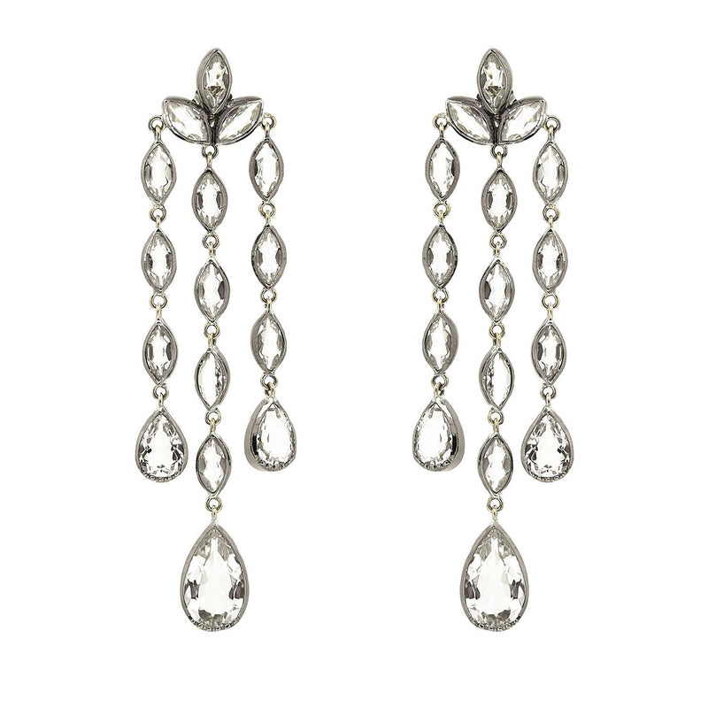 Earrings Teardrops Rock Crystal in Silver and Gold