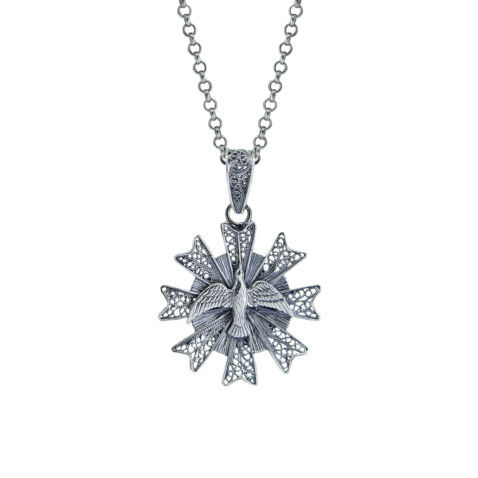 Necklace Holy Spirit Filigree in Silver