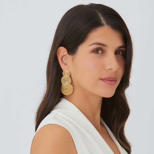 Earrings Three Circles in Gold Plated Silver