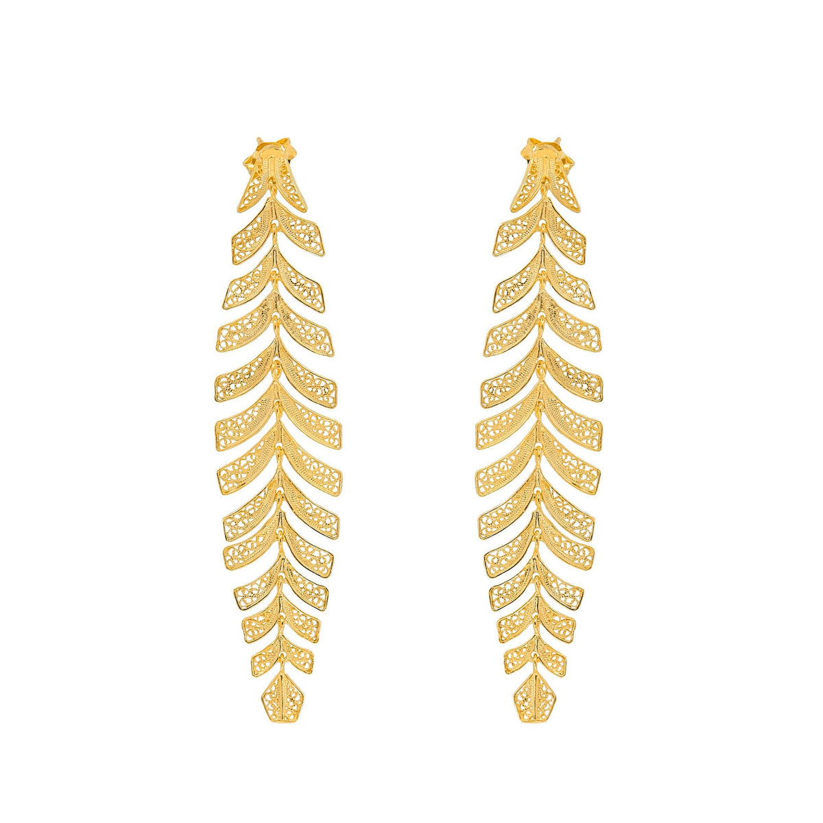 Earrings Palm Tree in Gold Plated Silver - Ciclo Collection