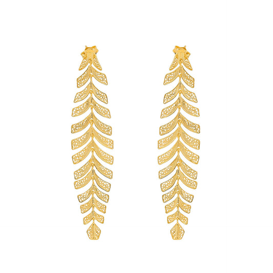 Earrings Palm Tree in Gold Plated Silver