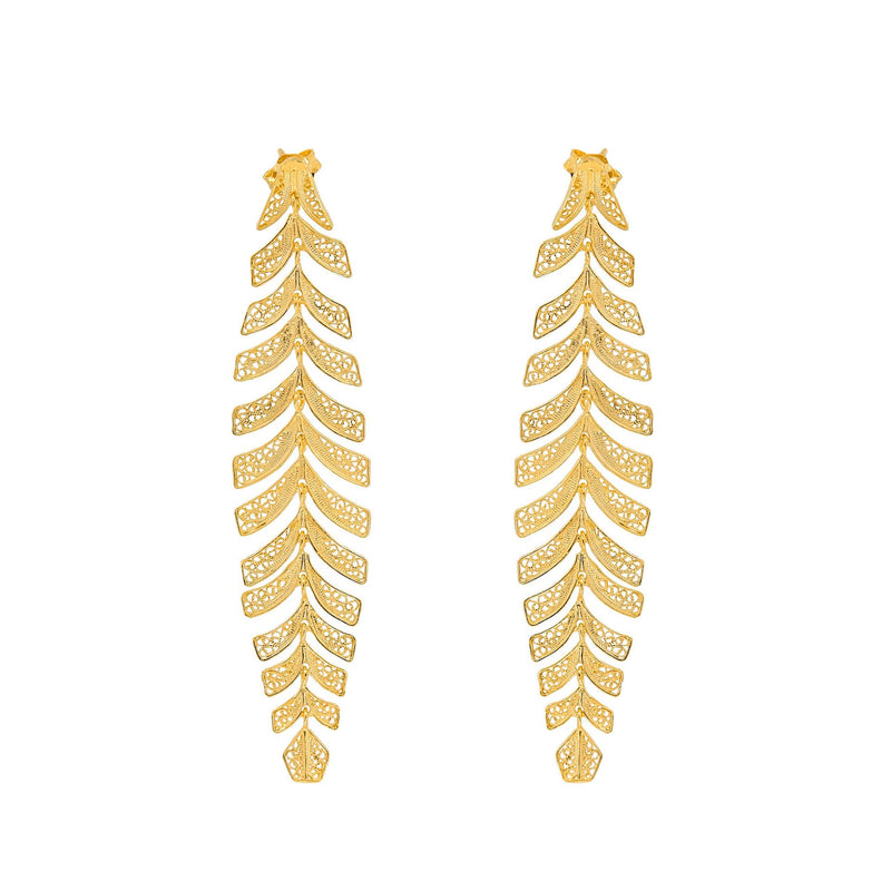 Earrings Palm Tree in Gold Plated Silver