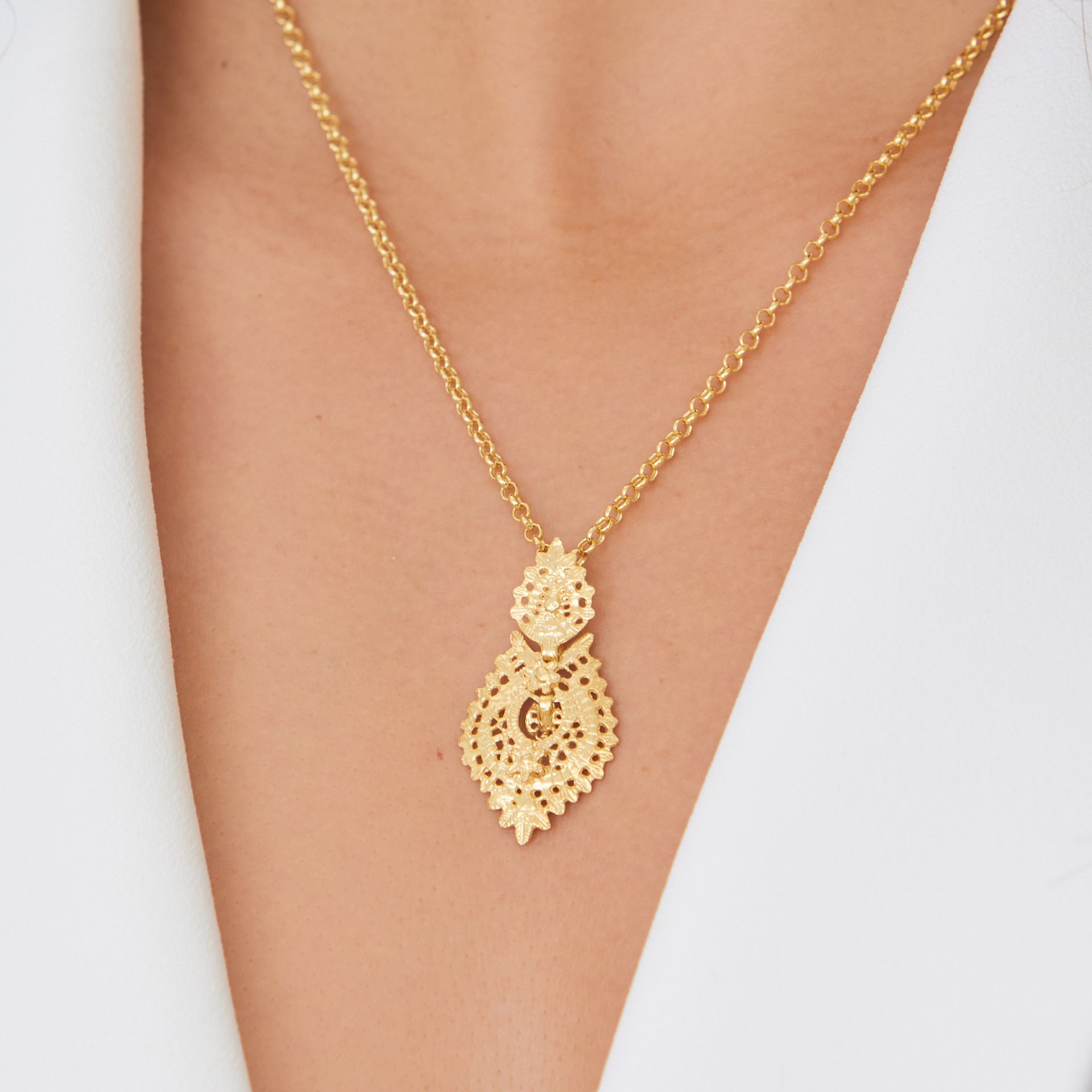 Necklace Queen Earring S in Gold Plated Silver