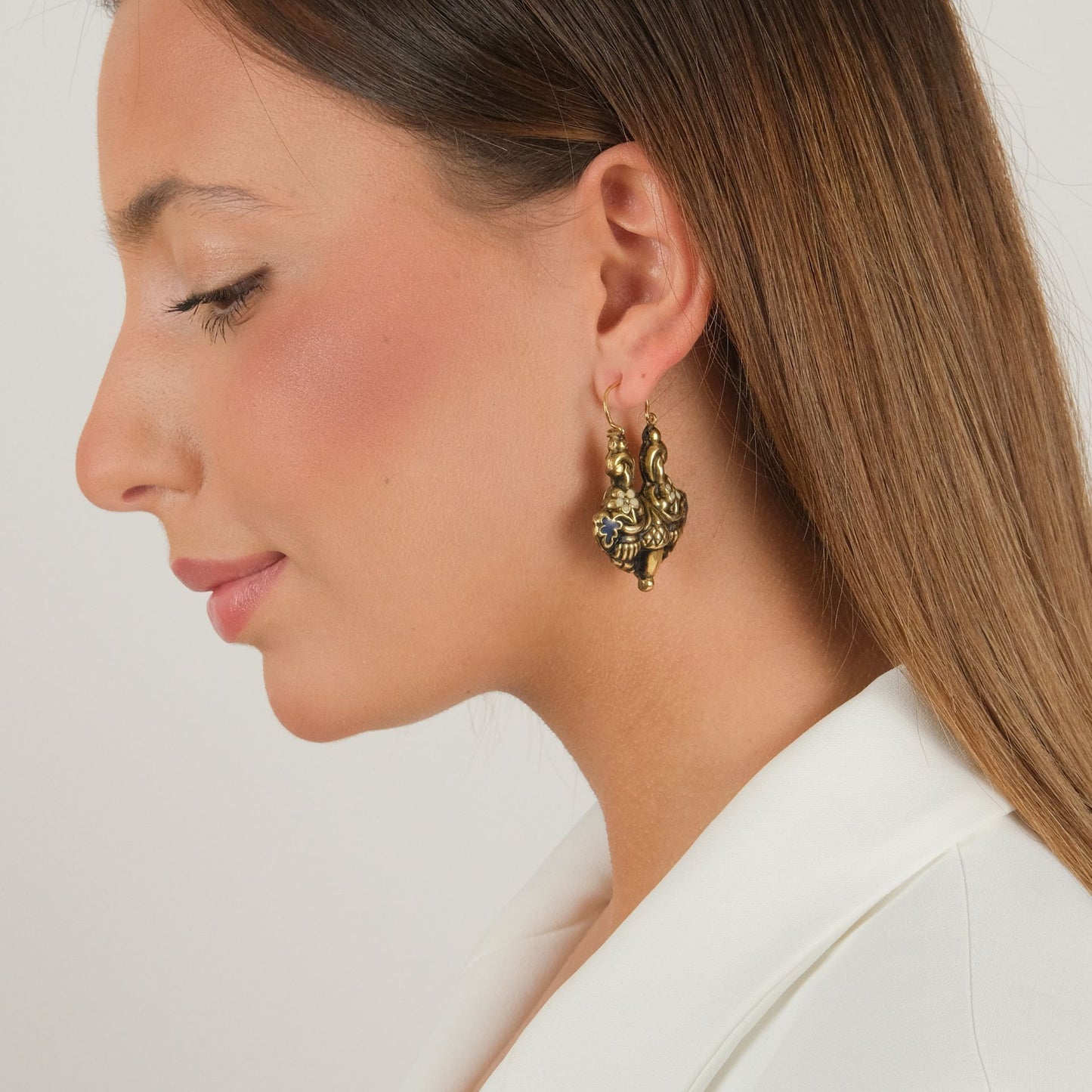 Earrings Baroque Arrecadas in Gold Plated Silver