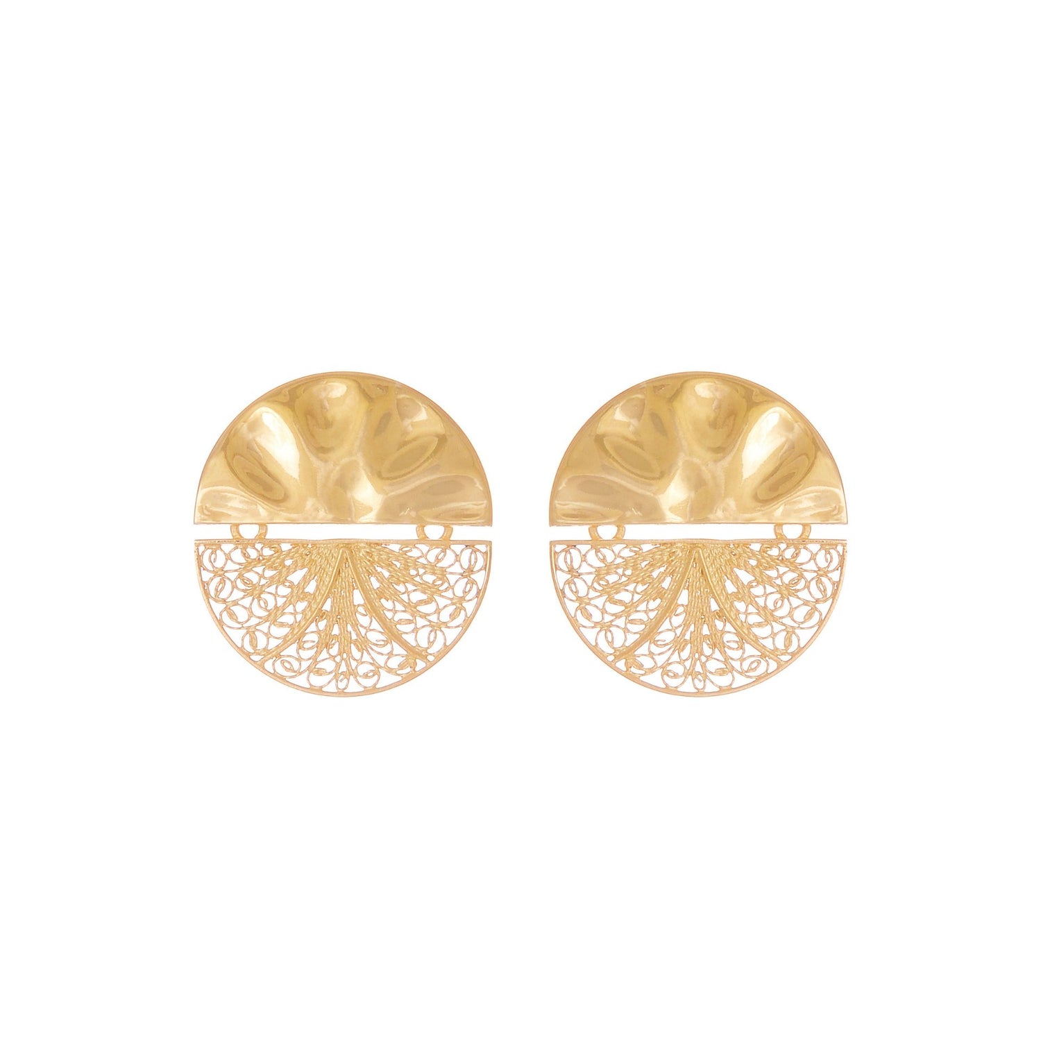 Earrings Circles Articulated in Gold Plated Silver