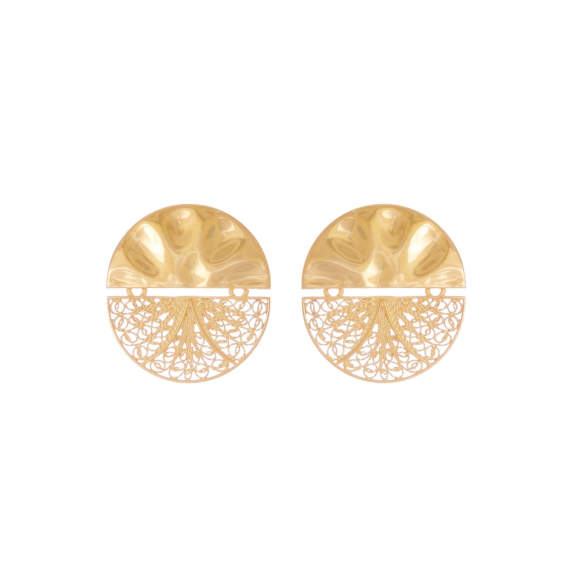 Earrings Circles Articulated in Gold Plated Silver