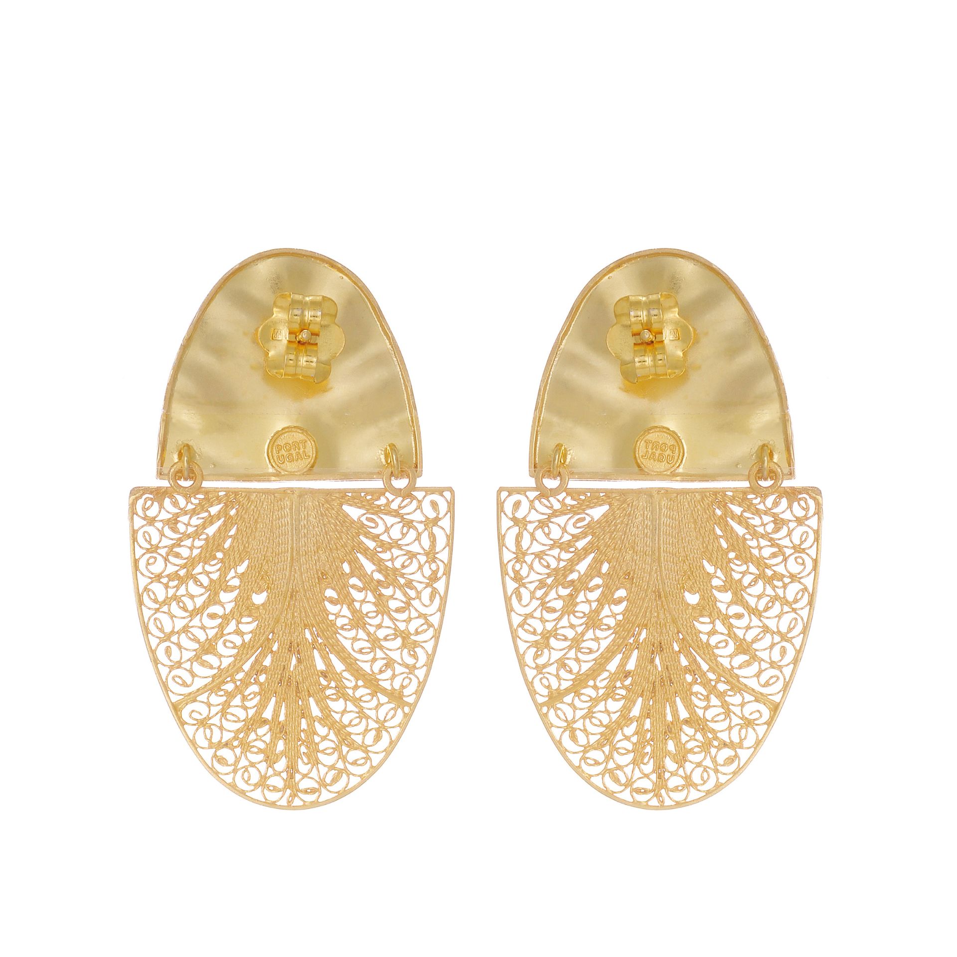 Earrings Oval Articulated XL in Gold Plated Silver