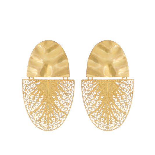 Earrings Oval Articulated XL in Gold Plated Silver