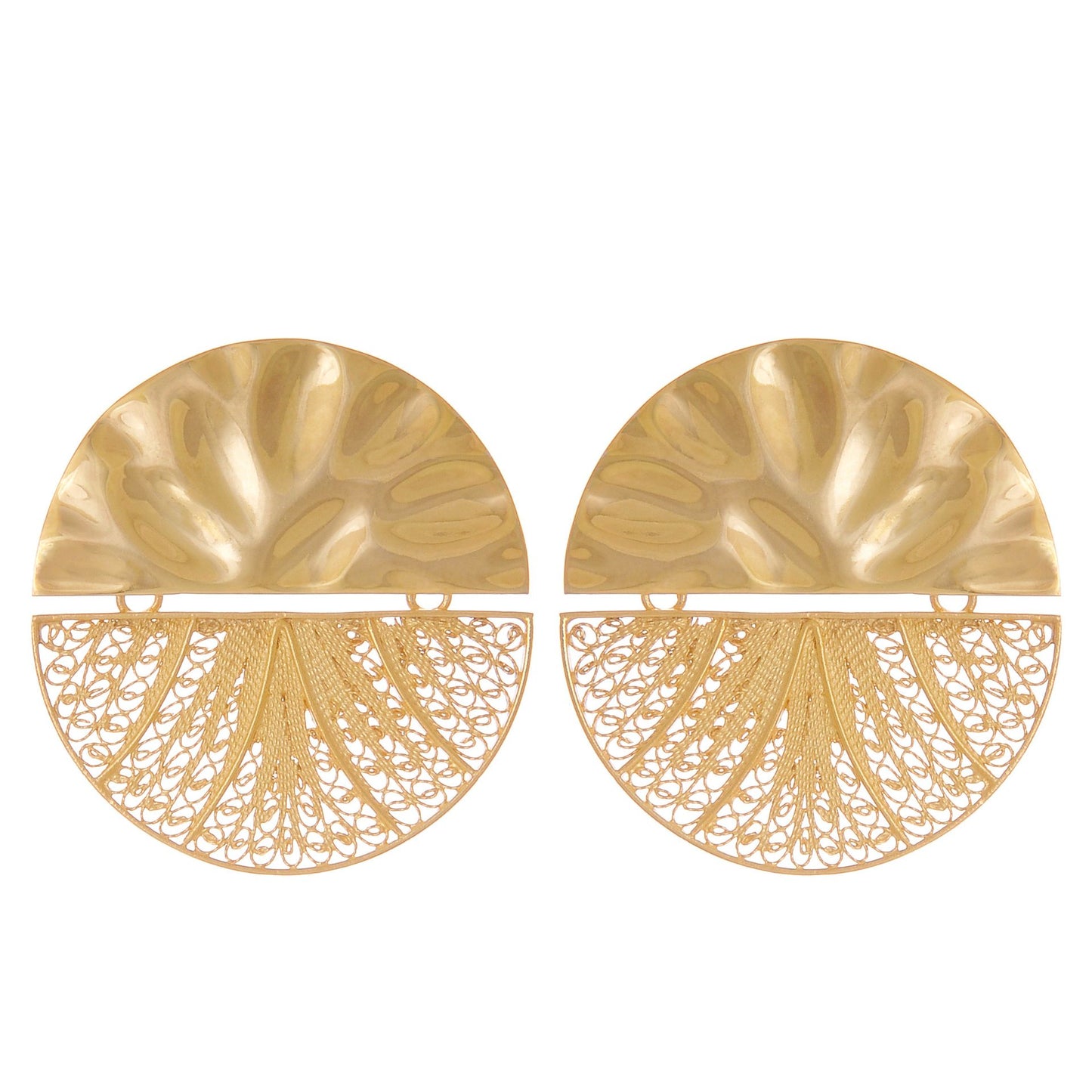 Earrings Circles Articulated XL in Gold Plated Silver
