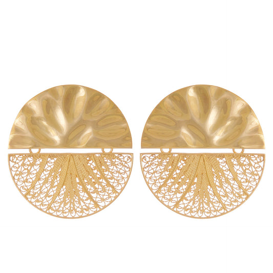 Earrings Circles Articulated XL in Gold Plated Silver