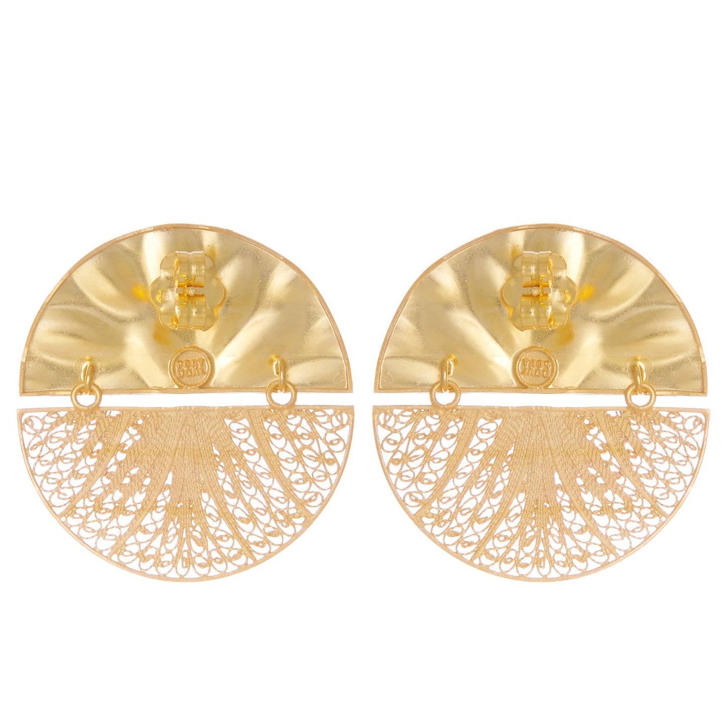 Earrings Circles Articulated XL in Gold Plated Silver