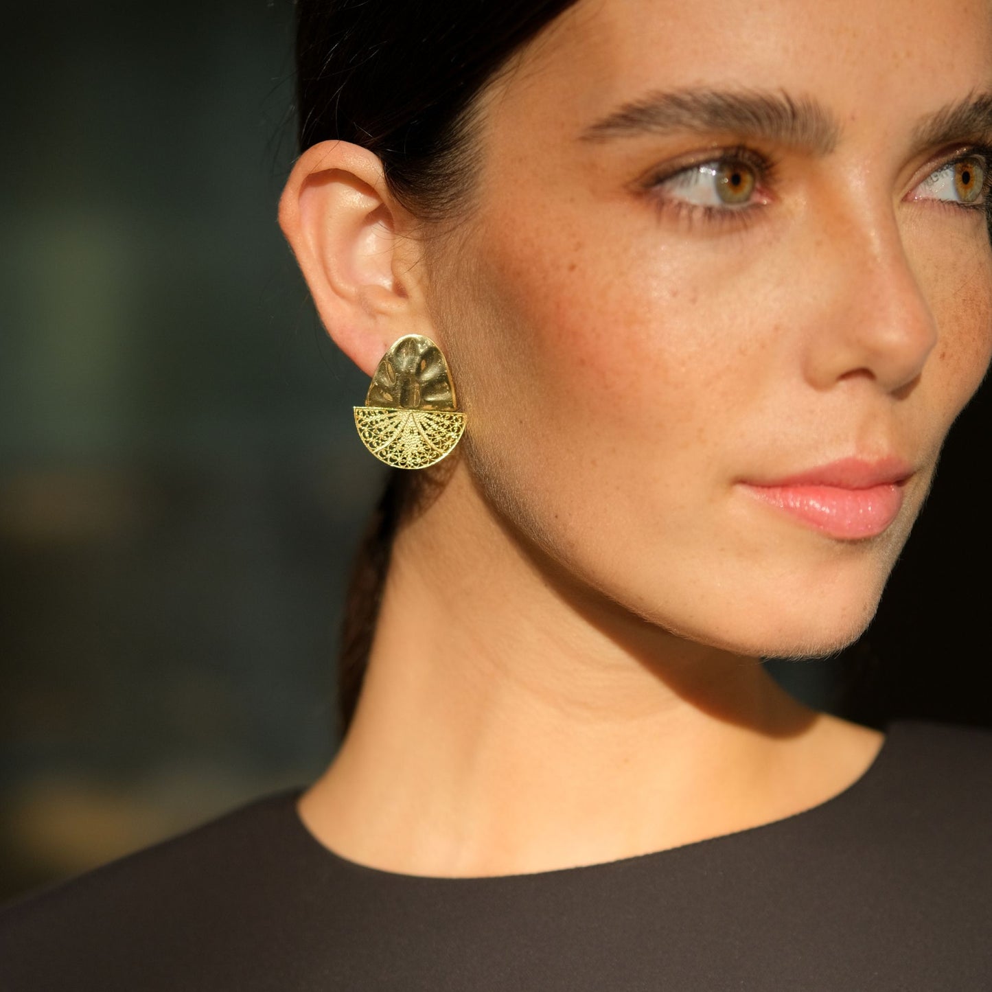 Earrings Boat Articulated in Gold Plated Silver