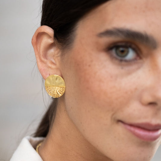 Earrings Circles Articulated in Gold Plated Silver