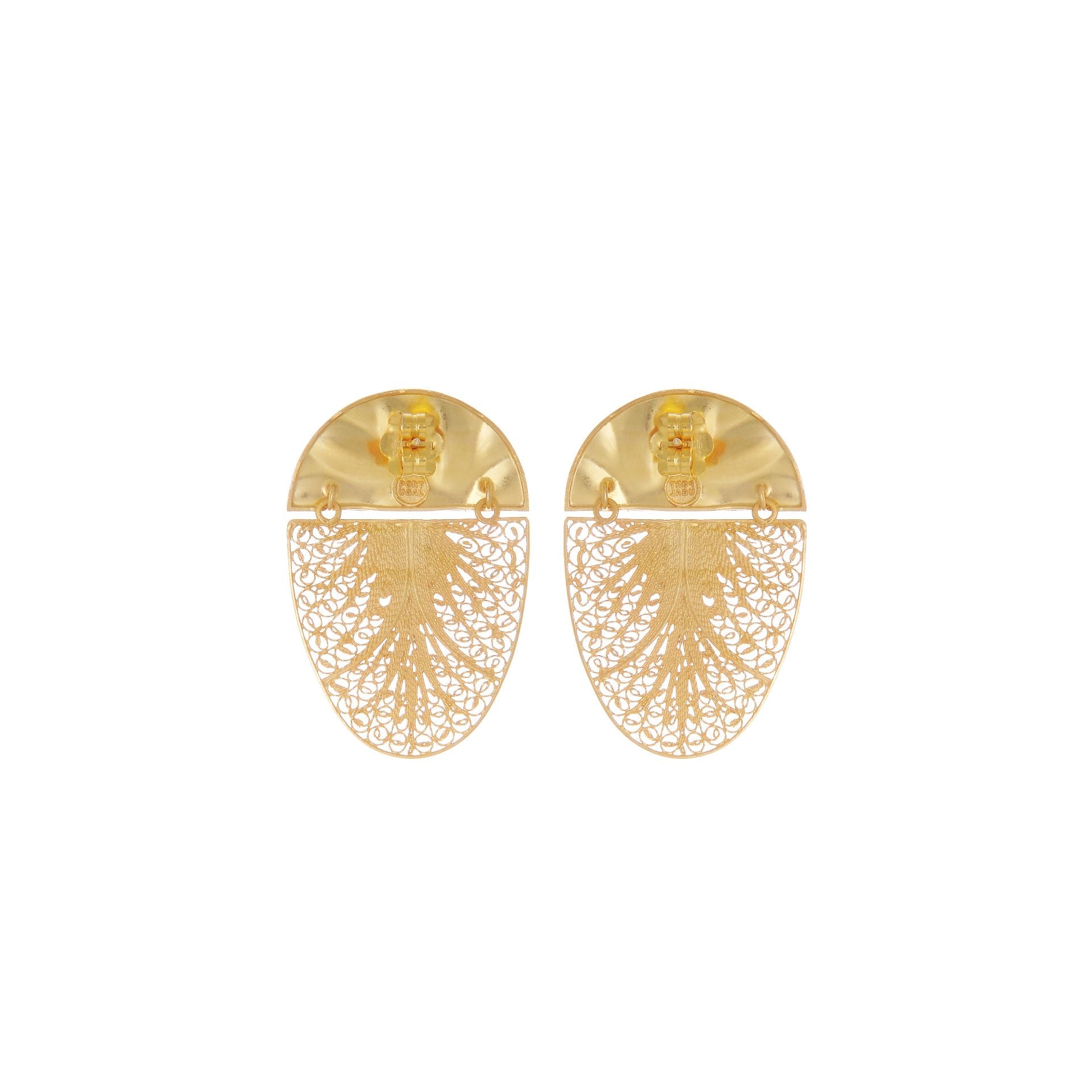 Earrings Oval Articulated in Gold Plated Silver