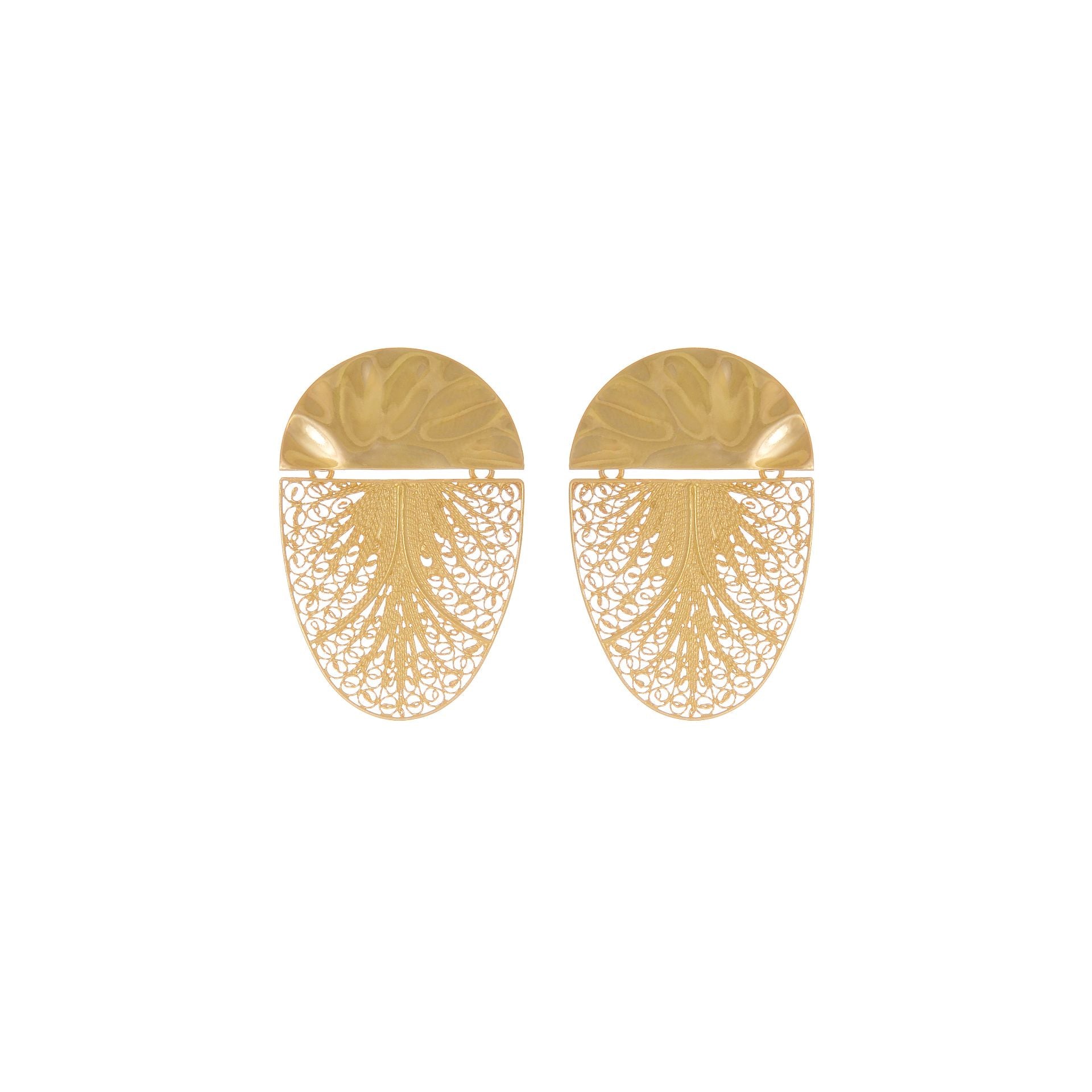 Earrings Oval Articulated in Gold Plated Silver