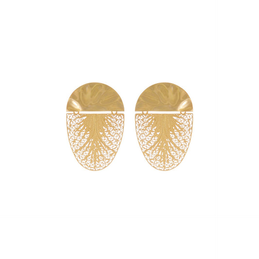 Earrings Oval Articulated in Gold Plated Silver