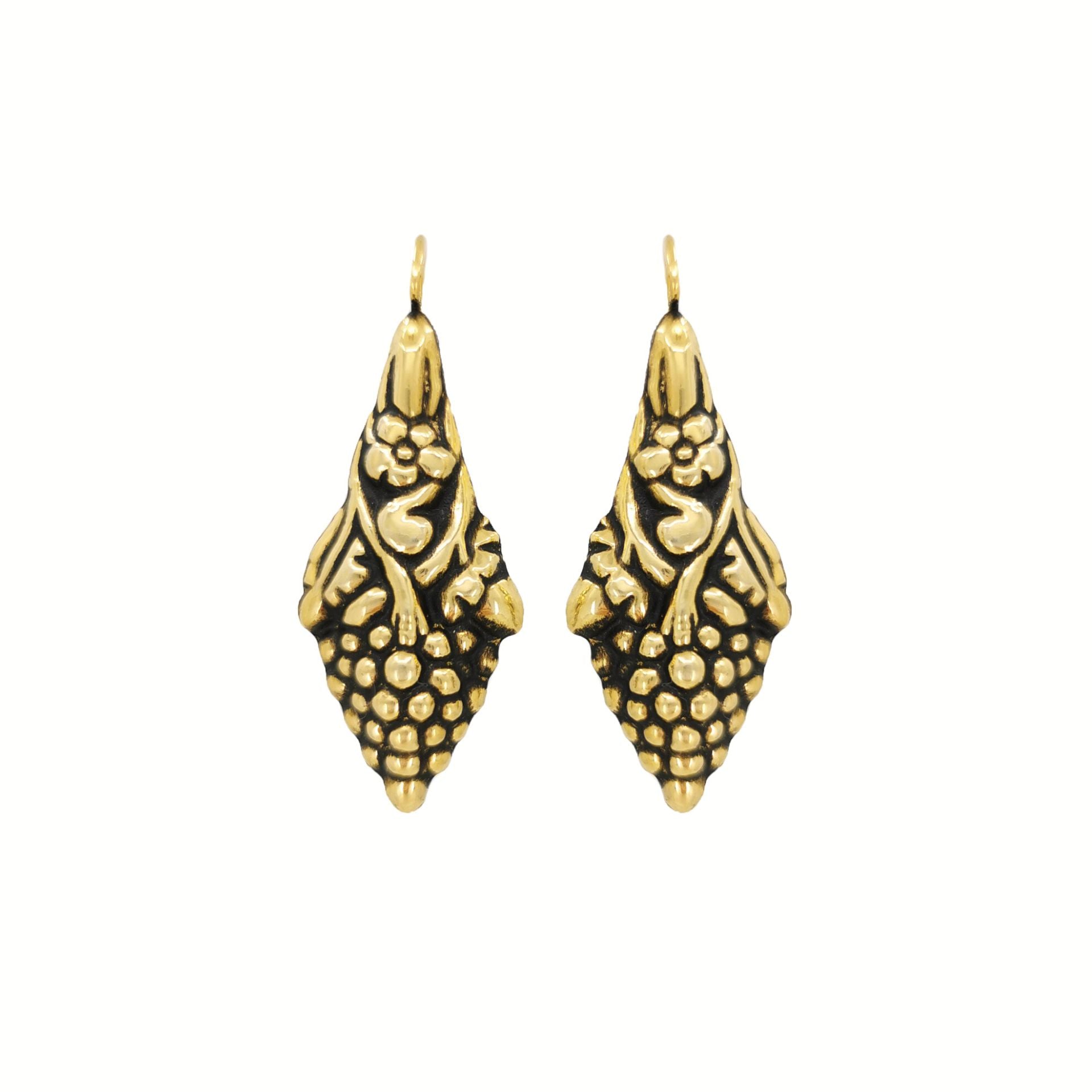 Earrings Baroque Grapes in Gold Plated Silver
