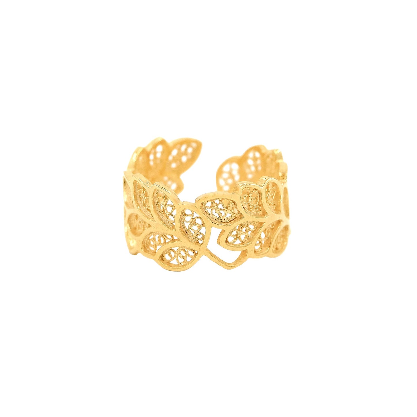 Ring Leaves in Gold Plated Silver