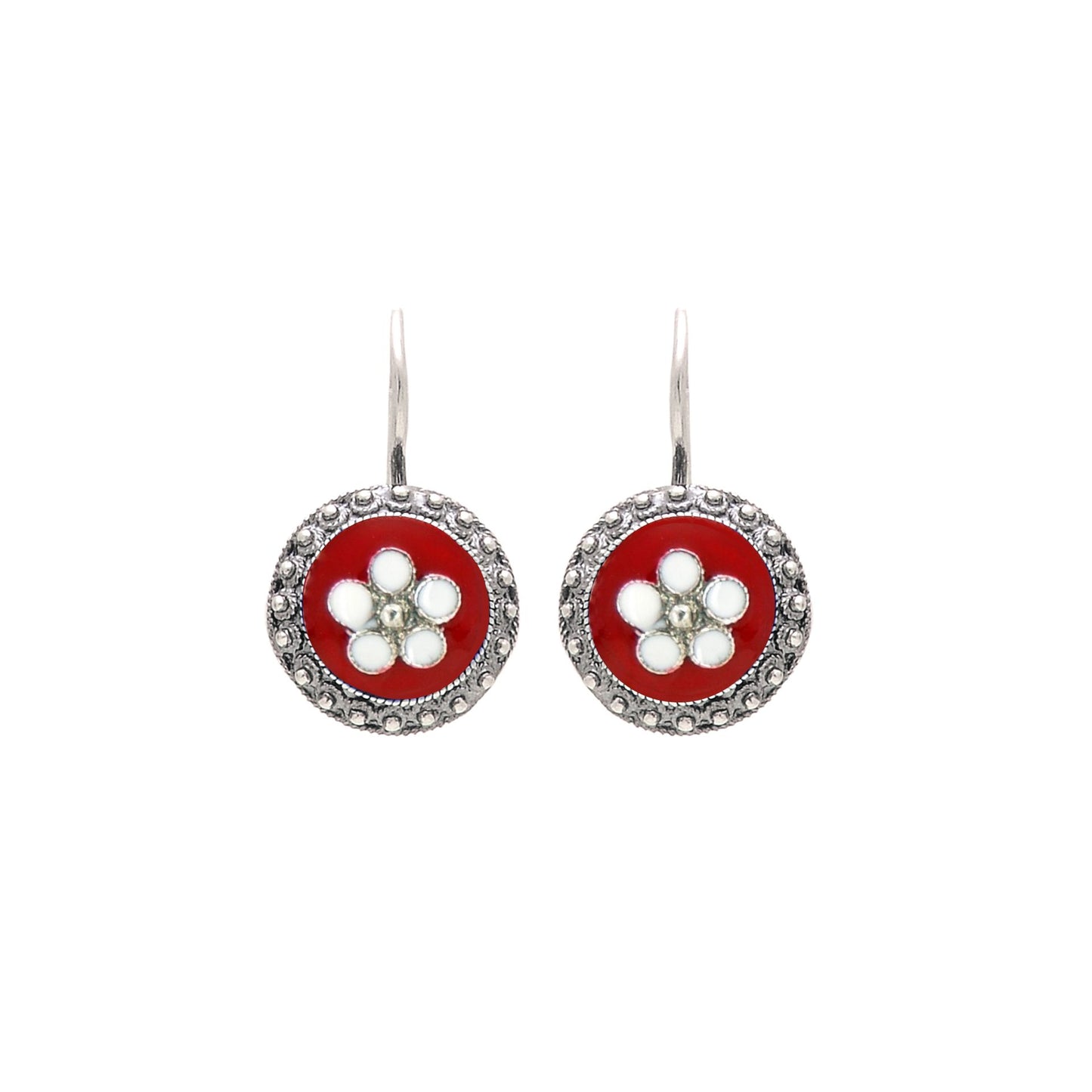 Earrings Red Caramujo in Silver