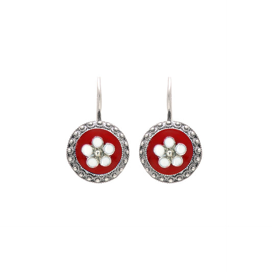 Earrings Red Caramujo in Silver