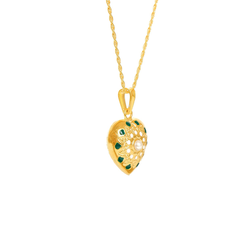 Necklace MATI Green in Gold Plated Silver