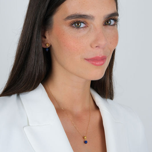 Earrings Viana's Conta in 19,2Kt Gold with Lapis Lazuli