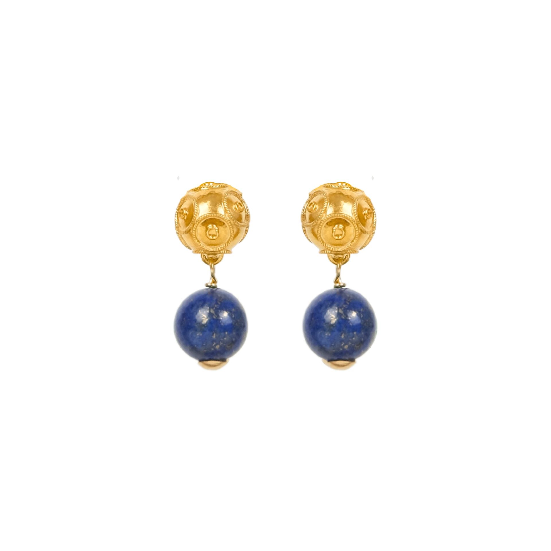 Earrings Viana's Conta in 19,2Kt Gold with Lapis Lazuli