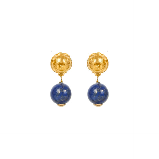 Earrings Viana's Conta in 19,2Kt Gold with Lapis Lazuli