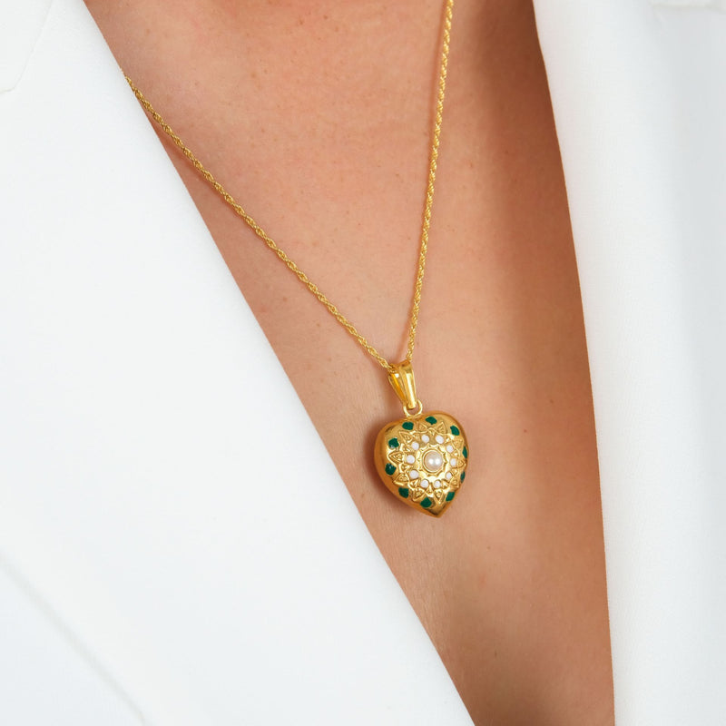 Necklace MATI Green in Gold Plated Silver