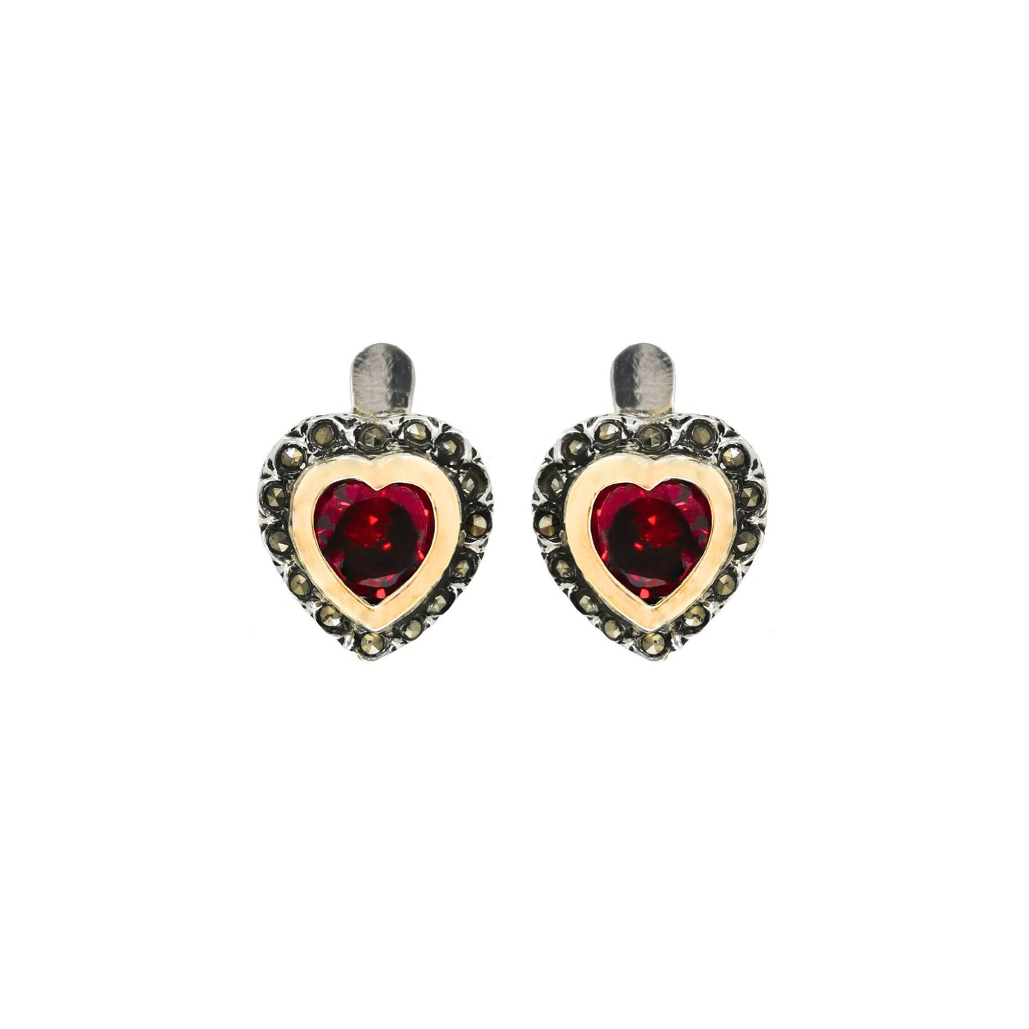 Earrings Vintage Red in Silver and Gold