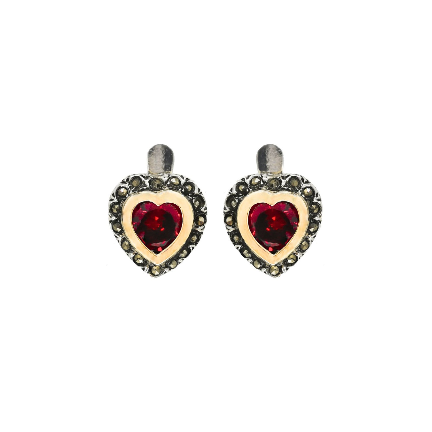 Earrings Vintage Red in Silver and Gold
