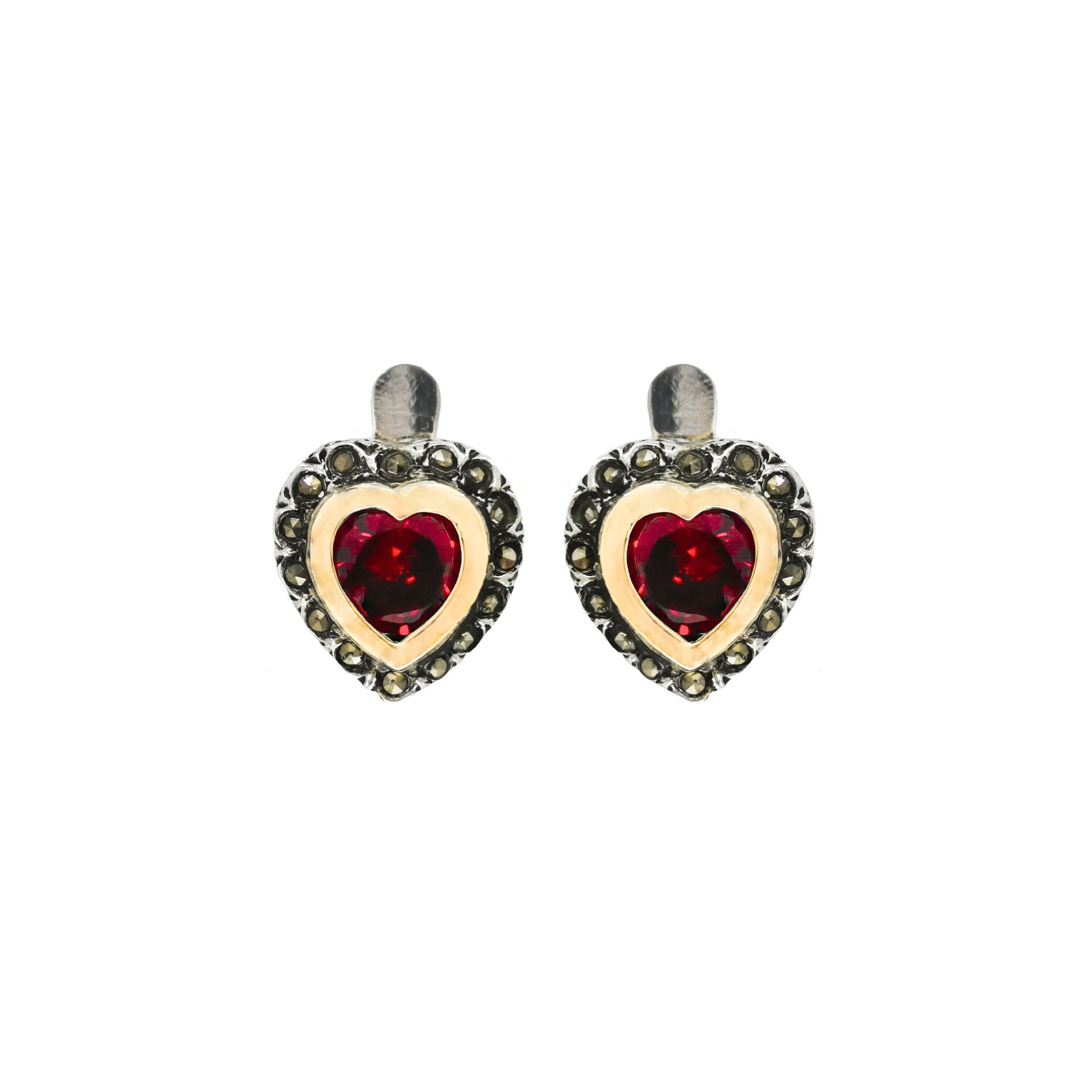 Earrings Vintage Red in Silver and Gold