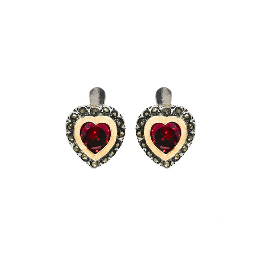 Earrings Vintage Red in Silver and Gold