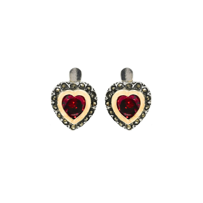 Earrings Vintage Red in Silver and Gold