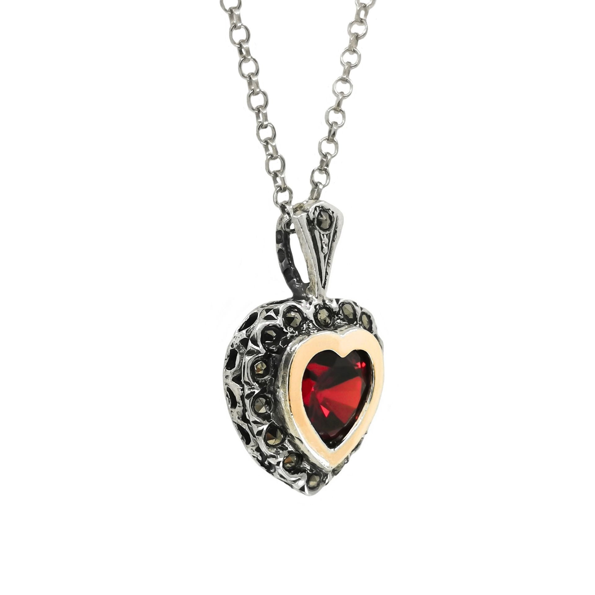 Necklace Vintage Red in Silver and Gold