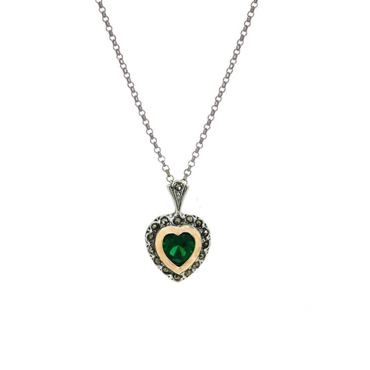 Necklace Vintage Green in Silver and Gold