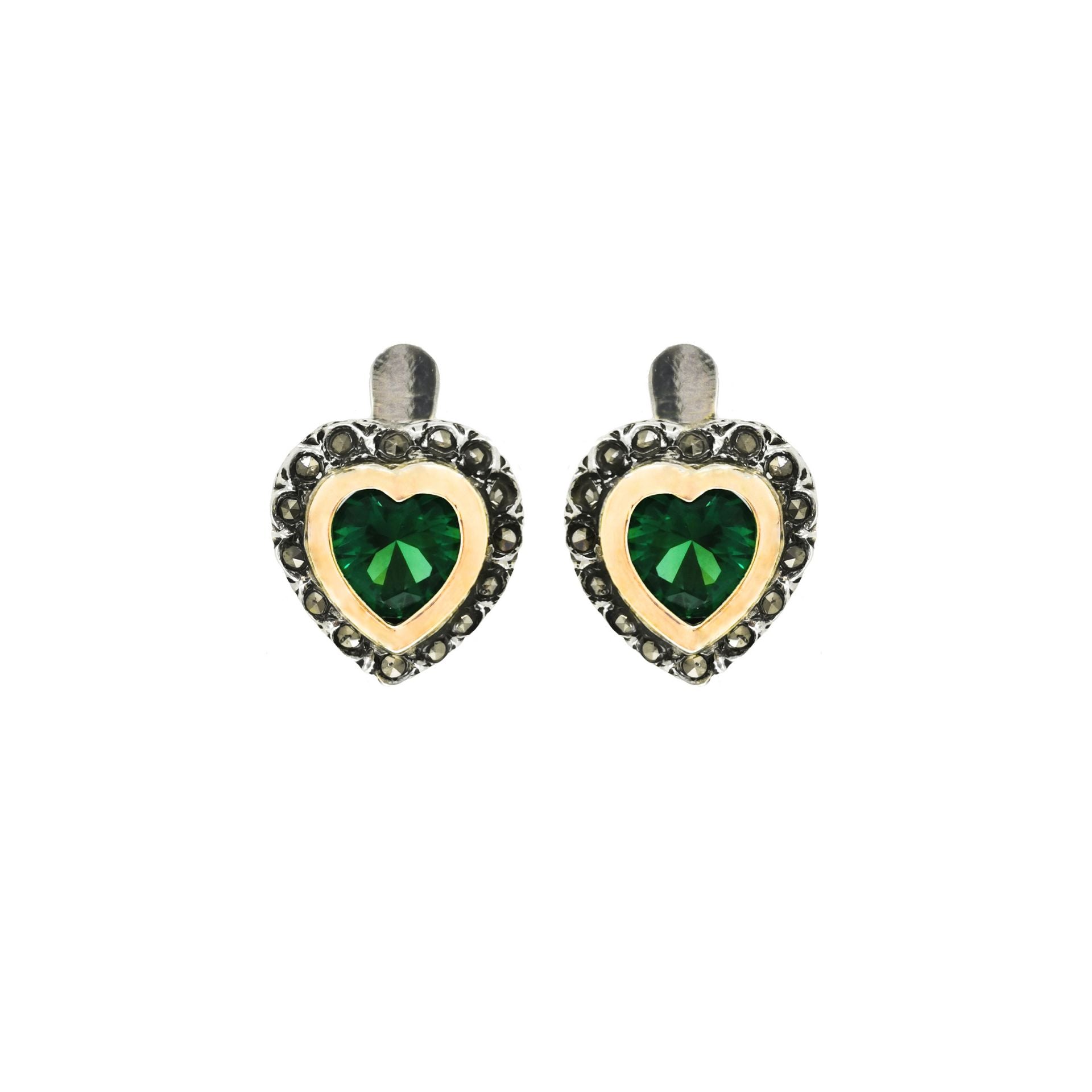 Earrings Vintage Green in Silver and Gold