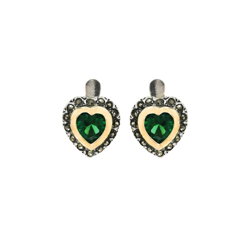 Earrings Vintage Green in Silver and Gold