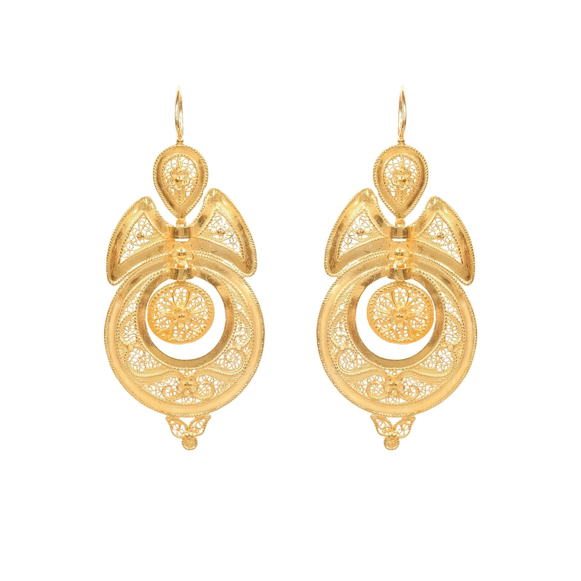 Queen Earrings in Filigree in Gold Plated Silver