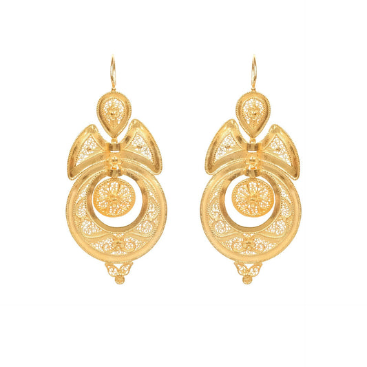 Queen Earrings in Filigree in Gold Plated Silver