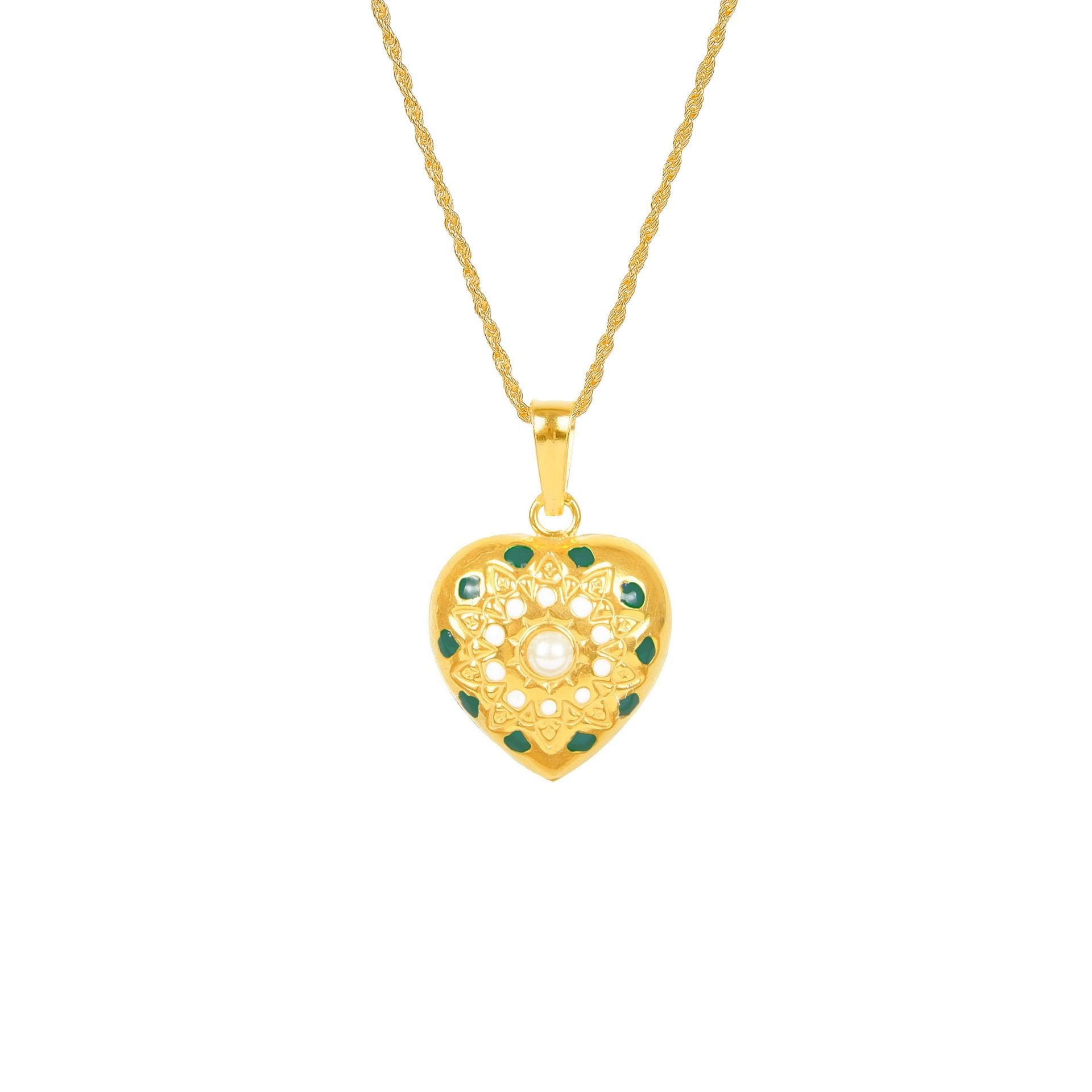 Necklace MATI Green in Gold Plated Silver