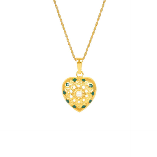 Necklace MATI Green in Gold Plated Silver