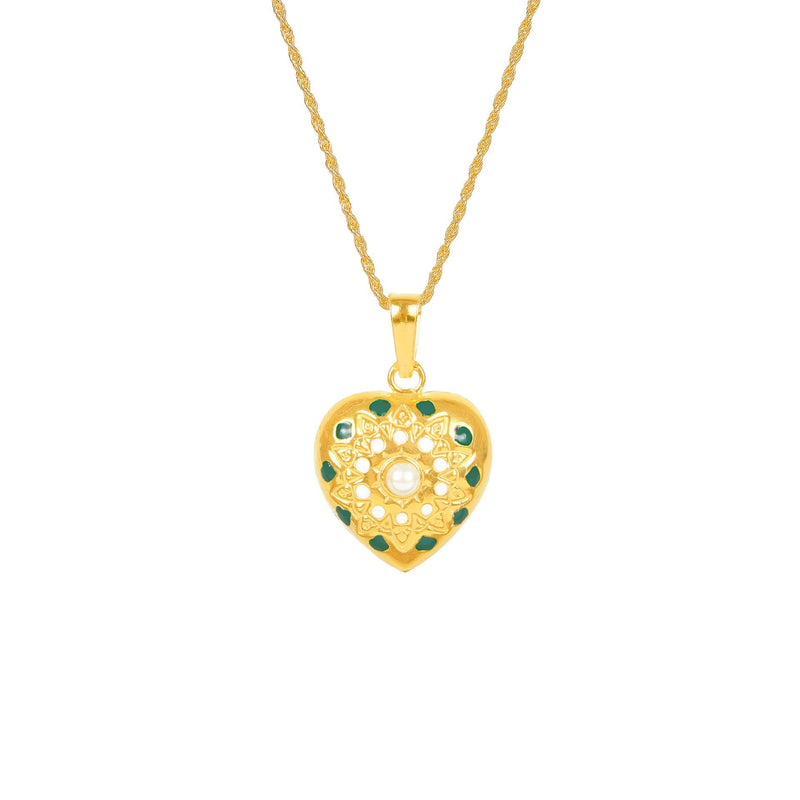 Necklace MATI Green in Gold Plated Silver