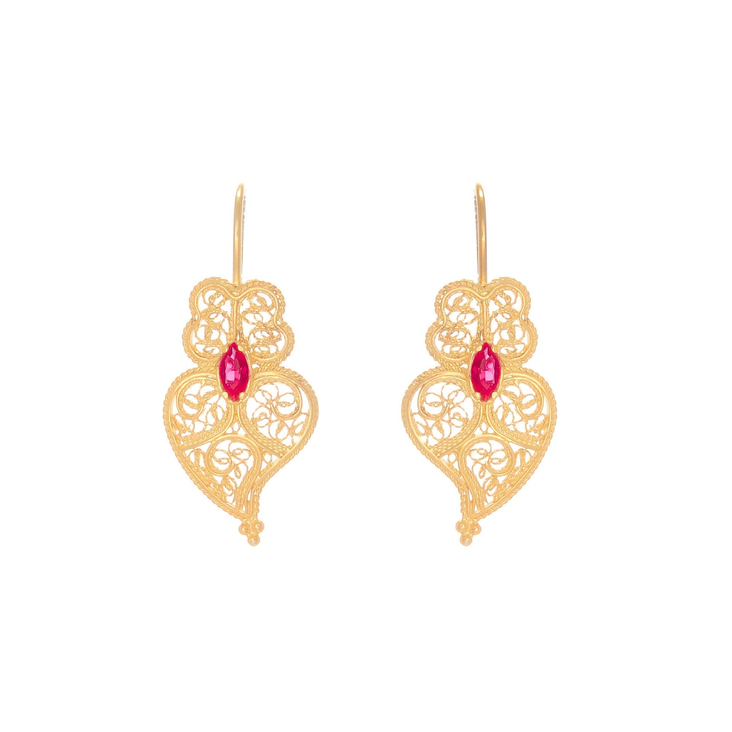 Earrings Heart of Viana Red in Gold Plated Silver