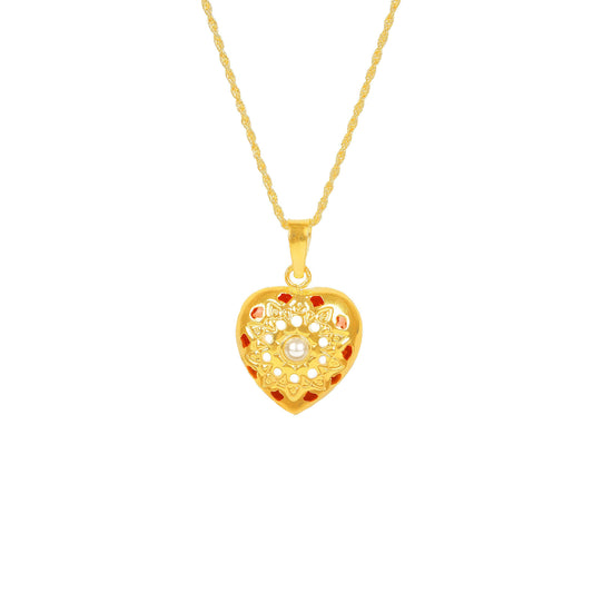 Necklace MATI Red in Gold Plated Silver
